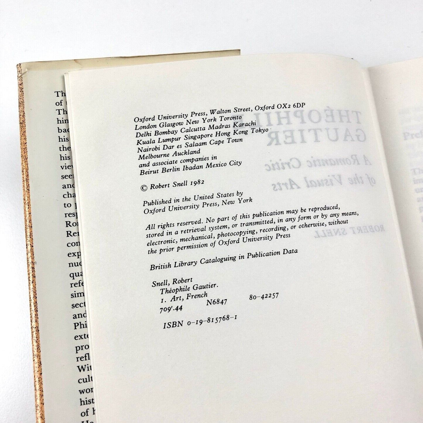 Théophile Gautier – a Romantic Critic of the Visual Arts by Robert Snell | 1982