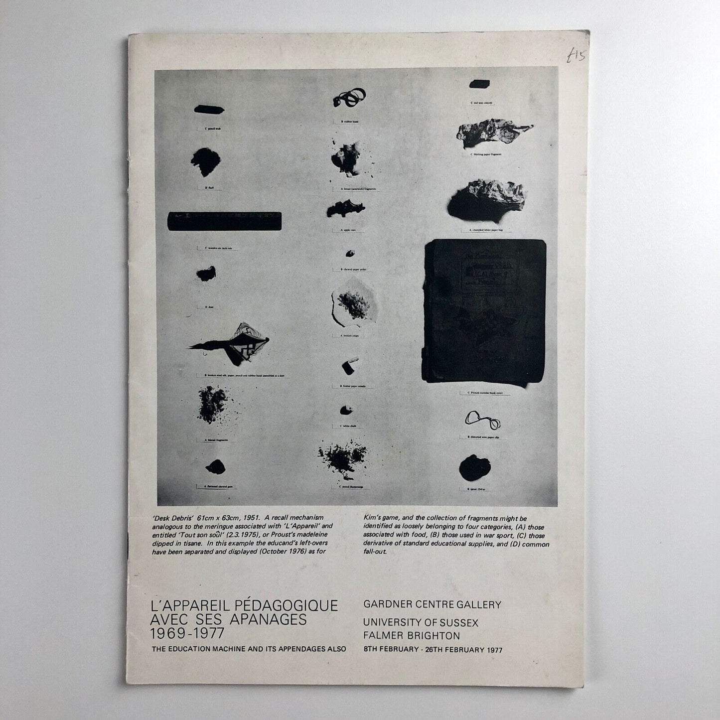 L'Appareil Pédagogique Avec Ses Apanages 1969-77 | Dick Whall | Gardner Centre Gallery leaflet, 1977