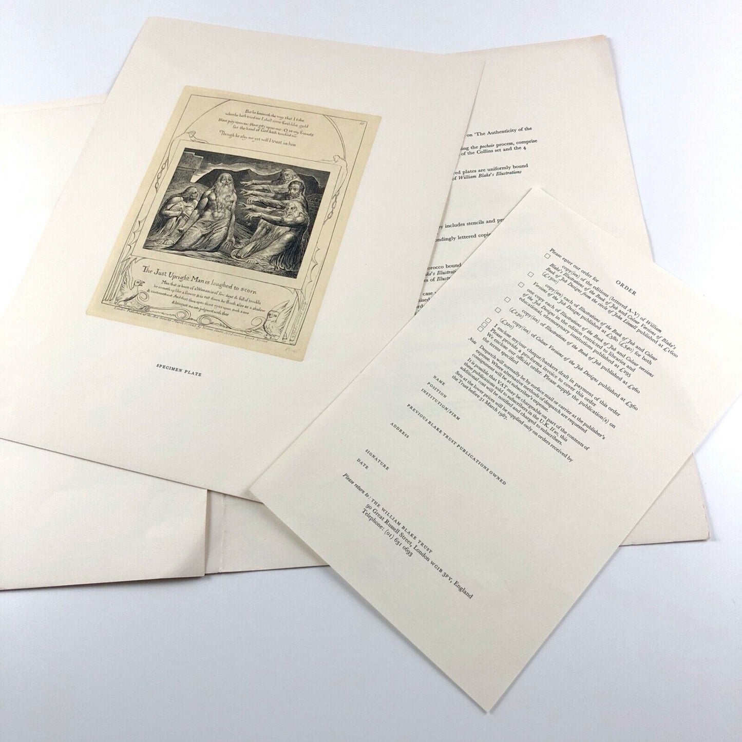 Prospectus for William Blake – Illustrations of the Book of Job | William Blake Trust, 1987