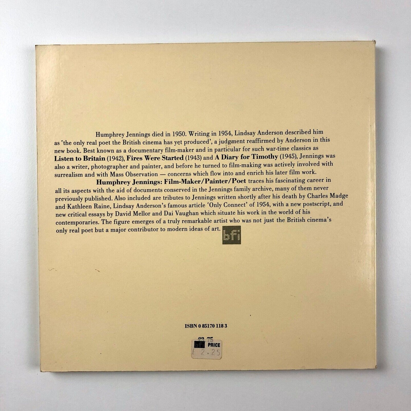 Humphrey Jennings: Film-maker, Painter, Poet | Edited by Mary-Lou Jennings | British Film Institute, 1982