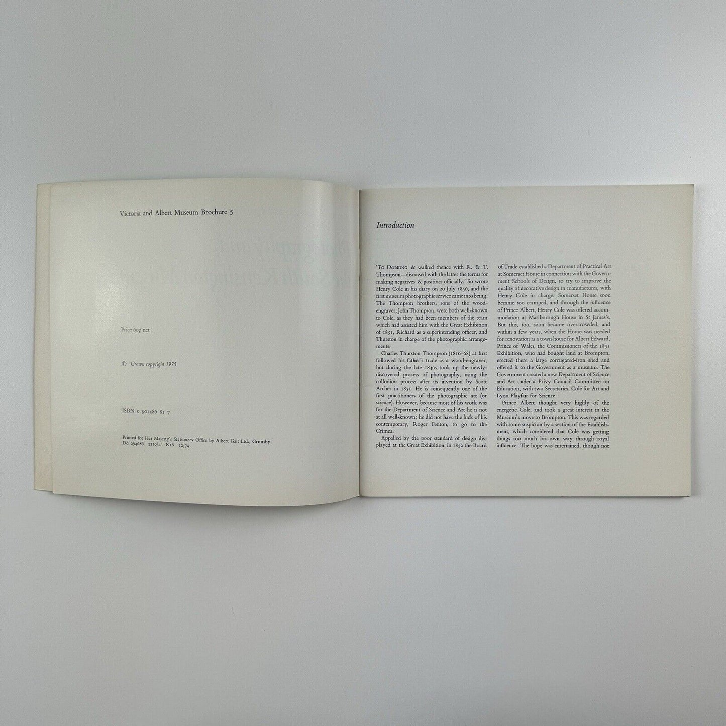 Photography and the South Kensington Museum by John Physick | Victoria and Albert Museum Brochure 5, 1975