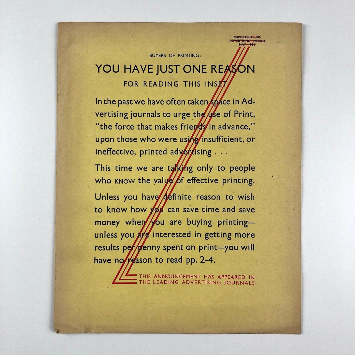 Monotype advertisement 'Buyers of Printing' | Promotional leaflet | May 1931 in Gill Sans