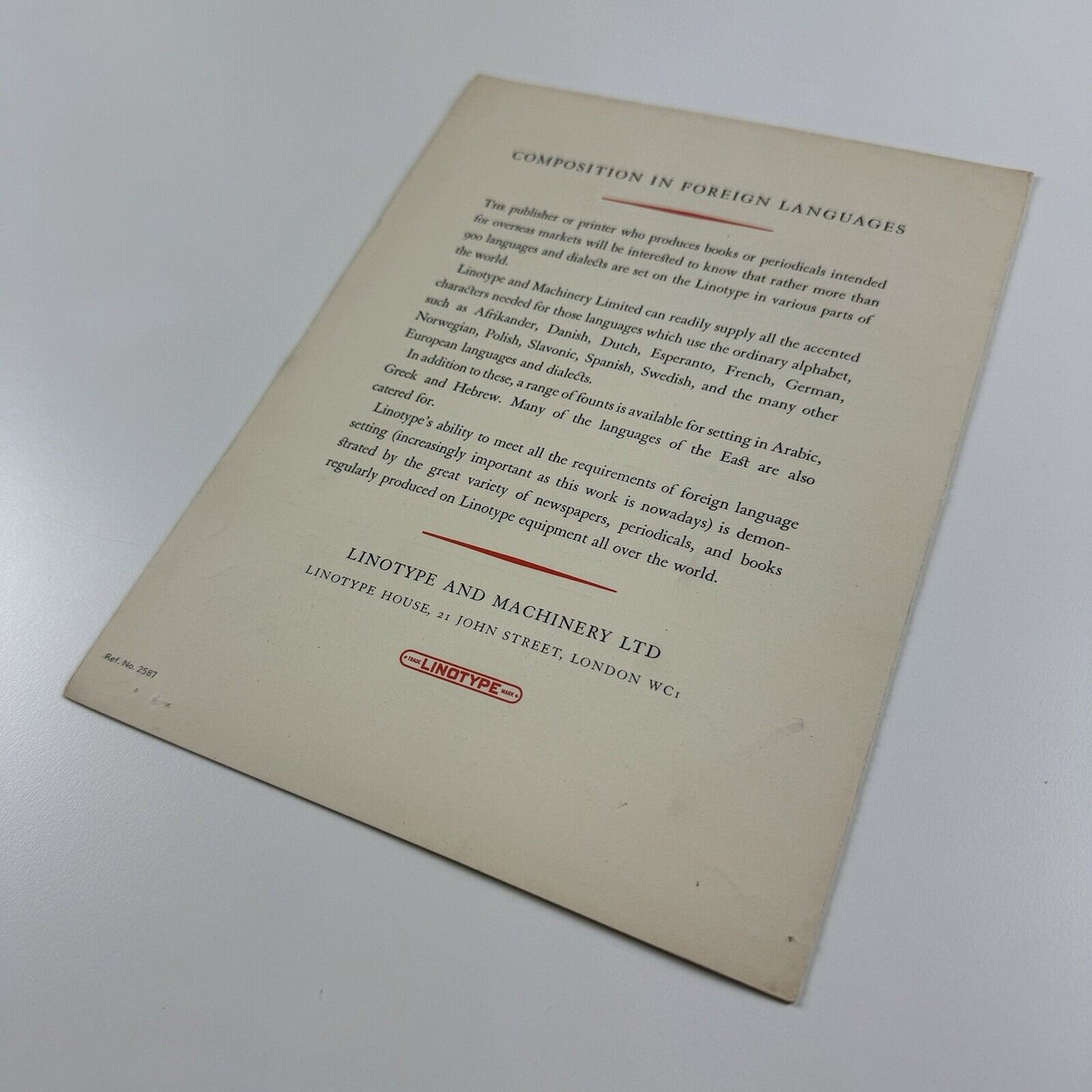 Type specimen broadsheet | Linotype Type Faces for Books | Undated