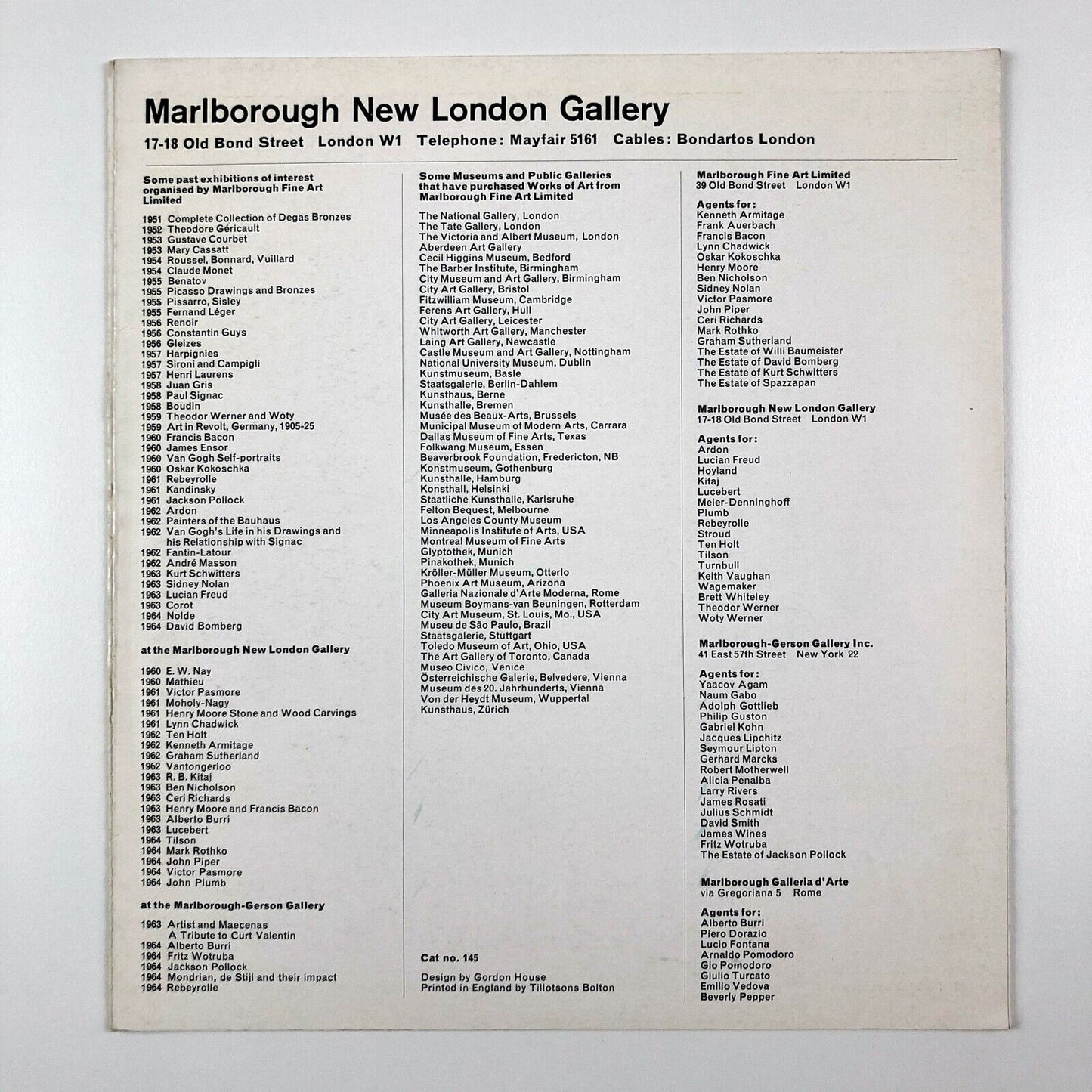 Keith Vaughan | Marlborough Gallery 1964 | Gordon House catalogue design
