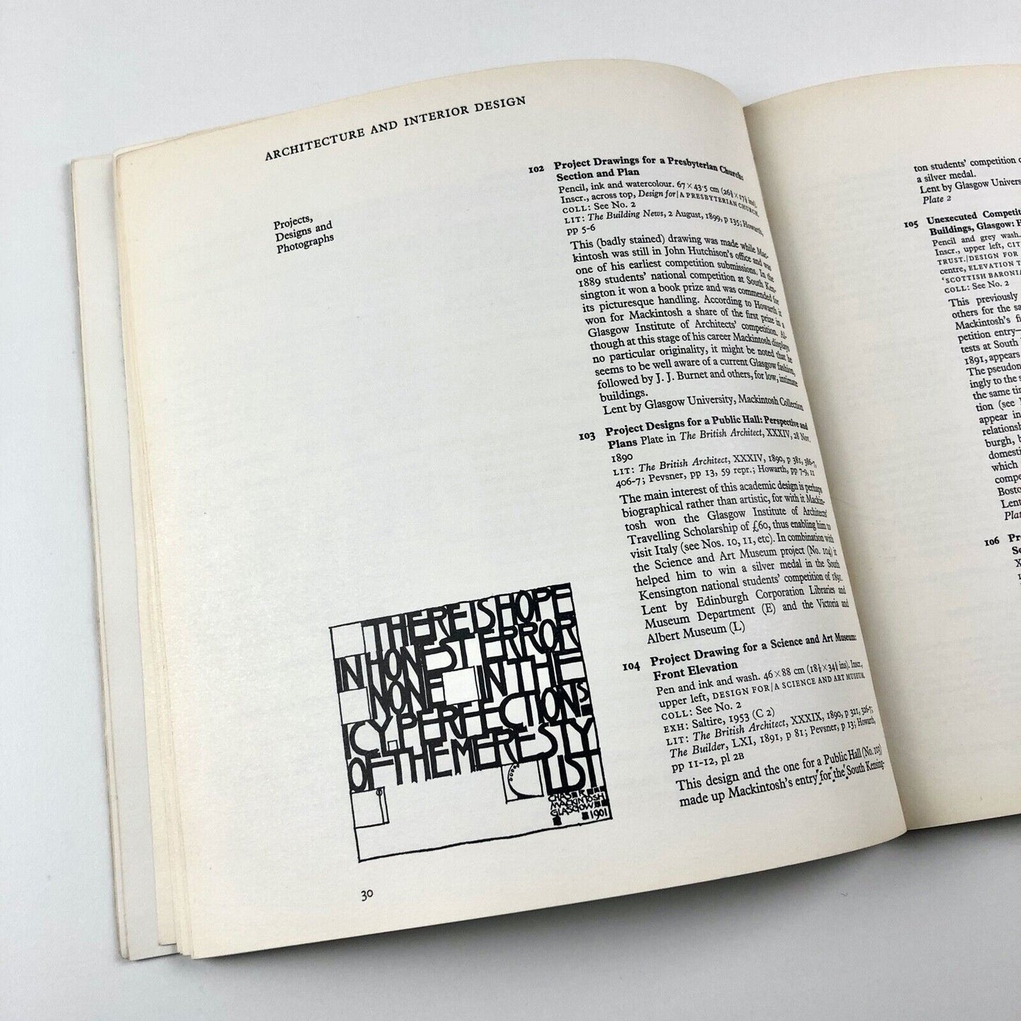 Charles Rennie Mackintosh – A Centenary Exhibition | Scottish Arts Council catalogue, 1968