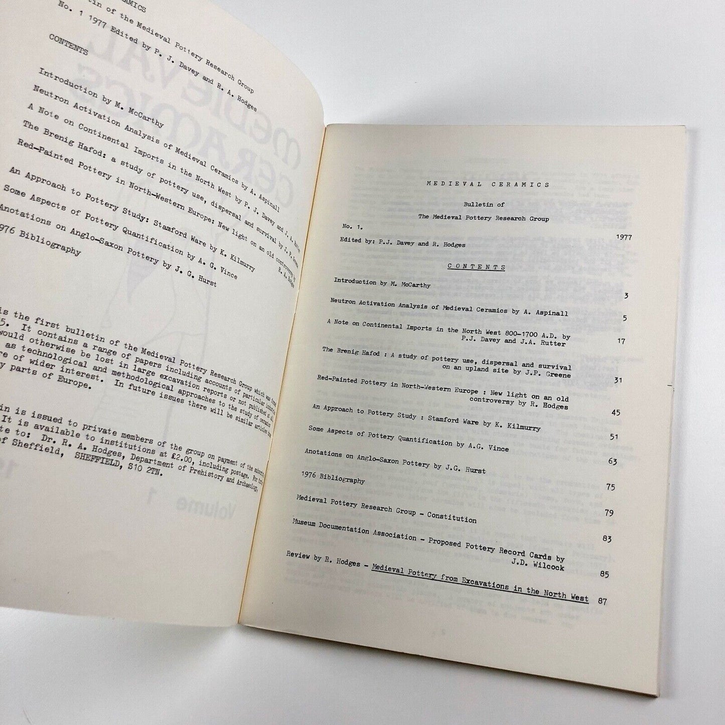 Medieval Ceramics: The Medieval Pottery Research Group Bulletin | Volume 1, 1977