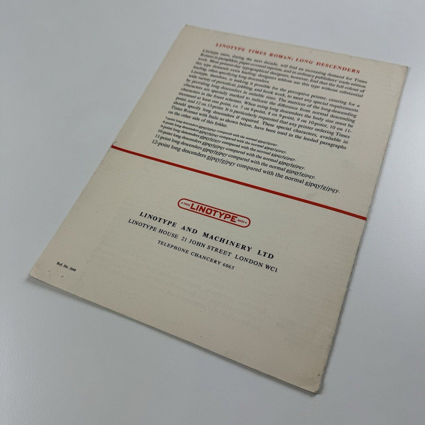 Linotype Times Roman – type specimen fold out poster | Undated