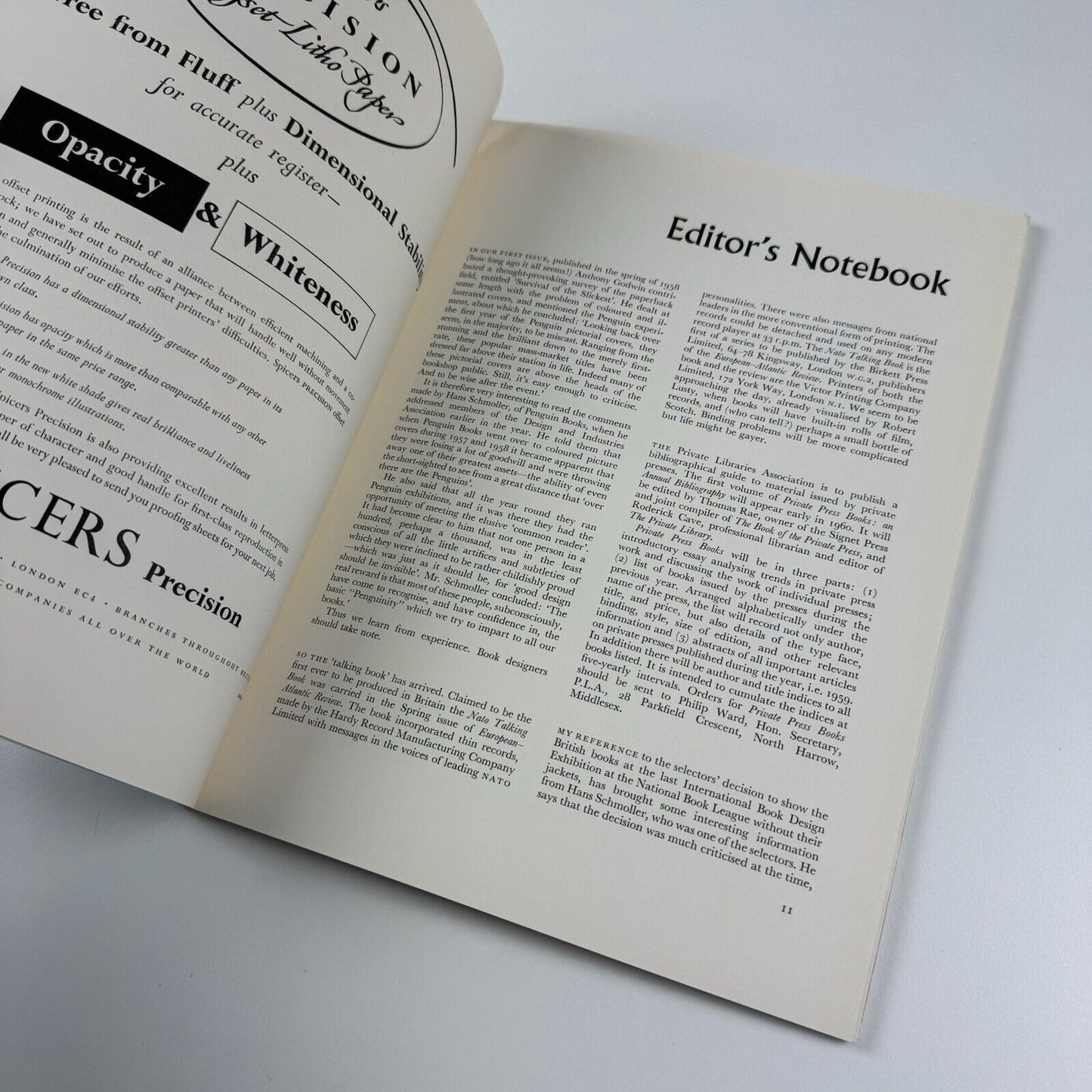 Book Design and Production Vol 2 No 2 1959 | Printing News Ltd edited by James Moran includes article on Will Carter