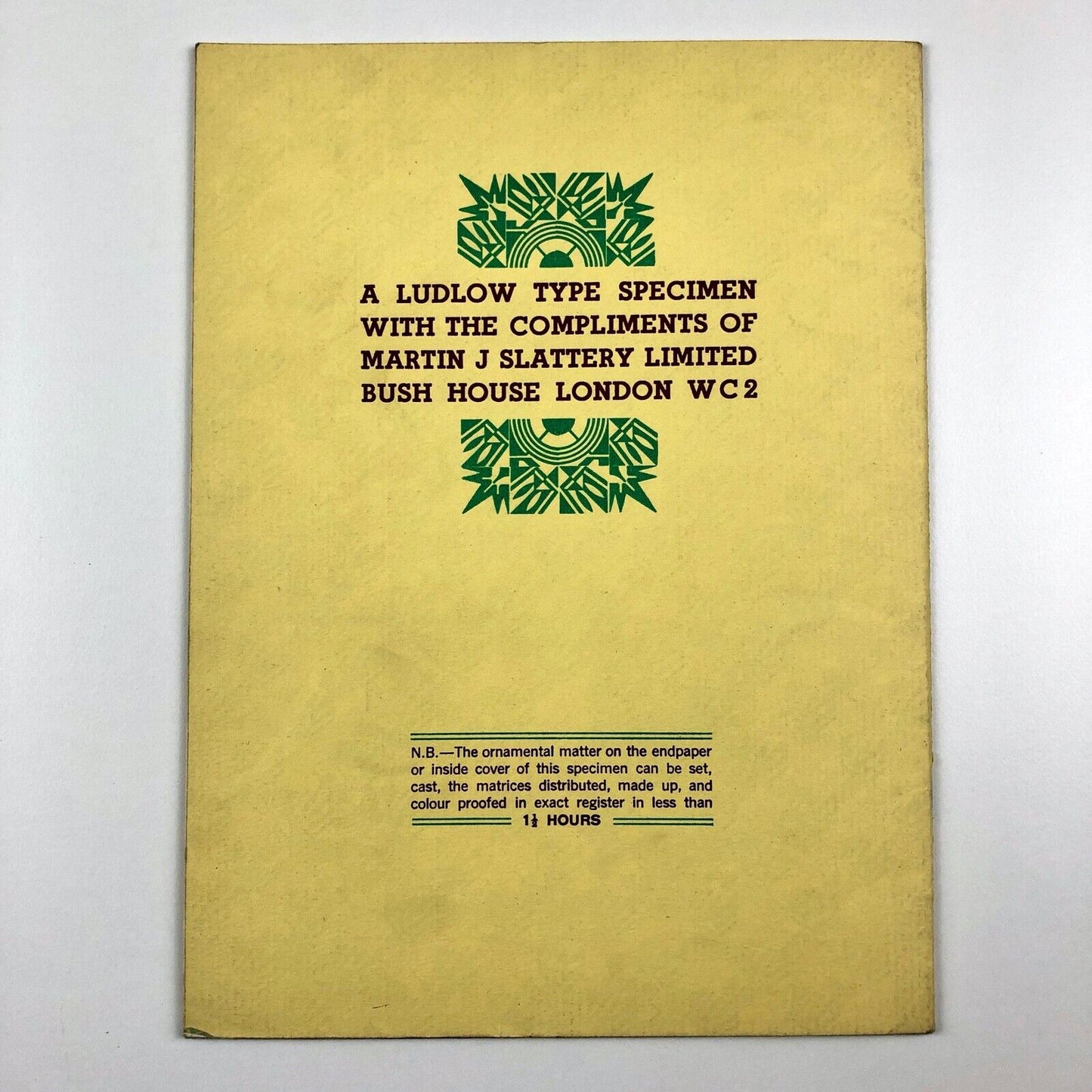 Three Modern Families: Stellar Karnak Tempo | Ludlow type specimen booklet, 1933