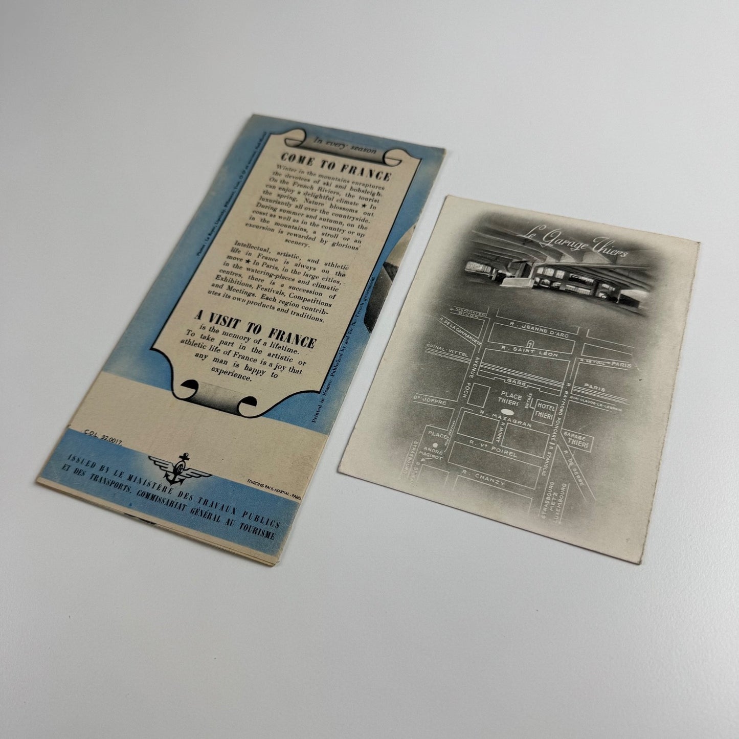 Ephemera x 2 leaflets Grand Hotel Thiers and general France travel mid 20C