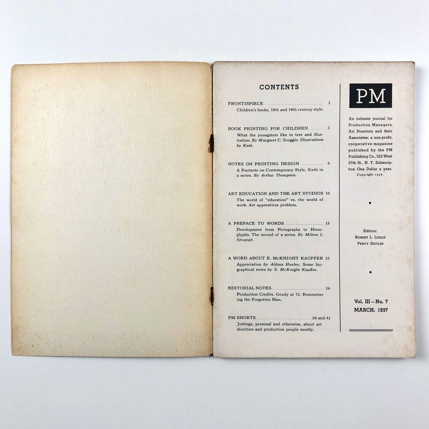 PM – Journal for Production Managers | Volume III, No. 7, March 1937