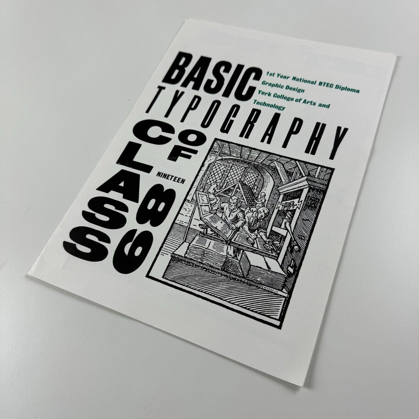 Basic Typography Class 1989 | York College of Arts and Technology BTEC booklet