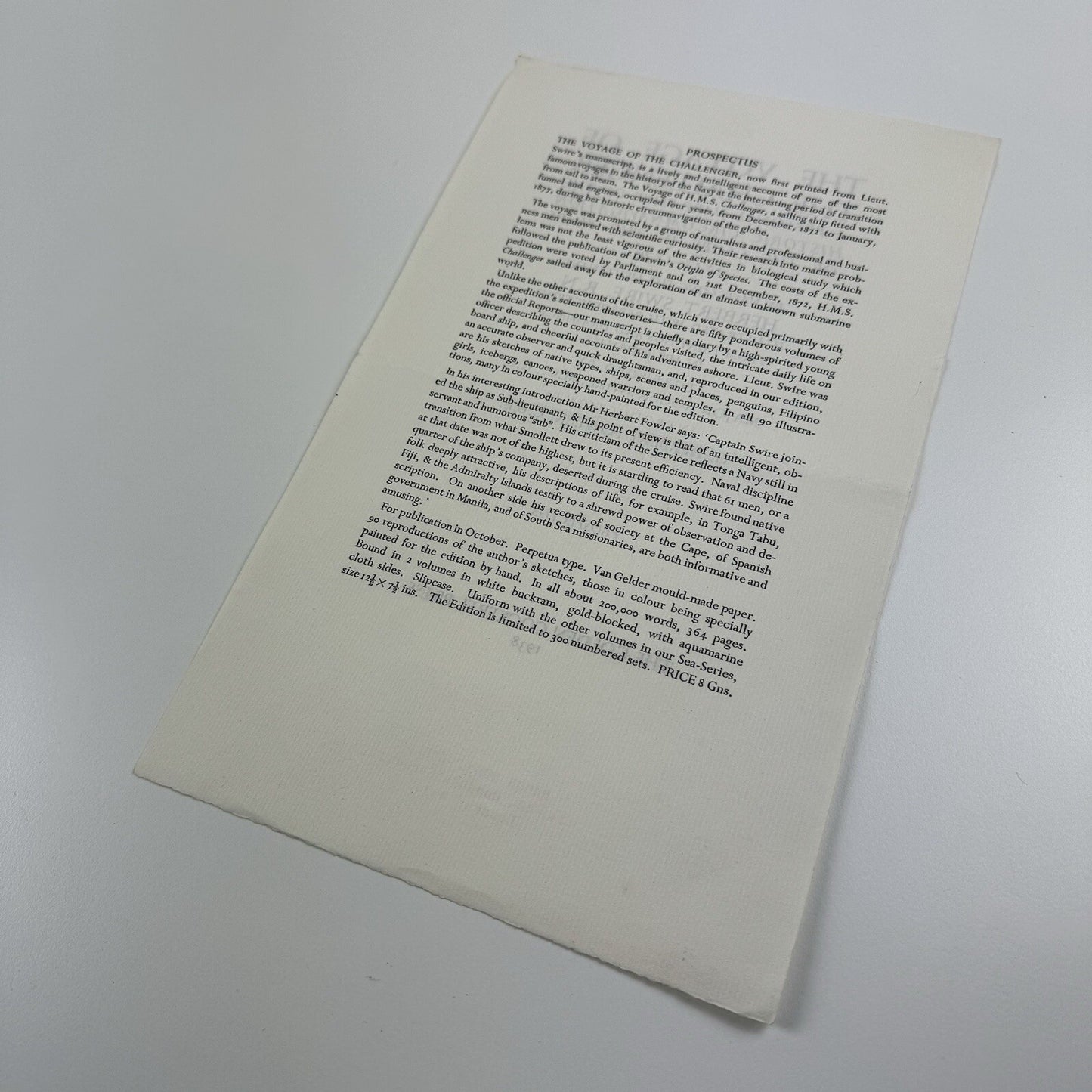 Prospectus – The Voyage of the Challenger | Herbert Swire | Golden Cockerel Press, 1938