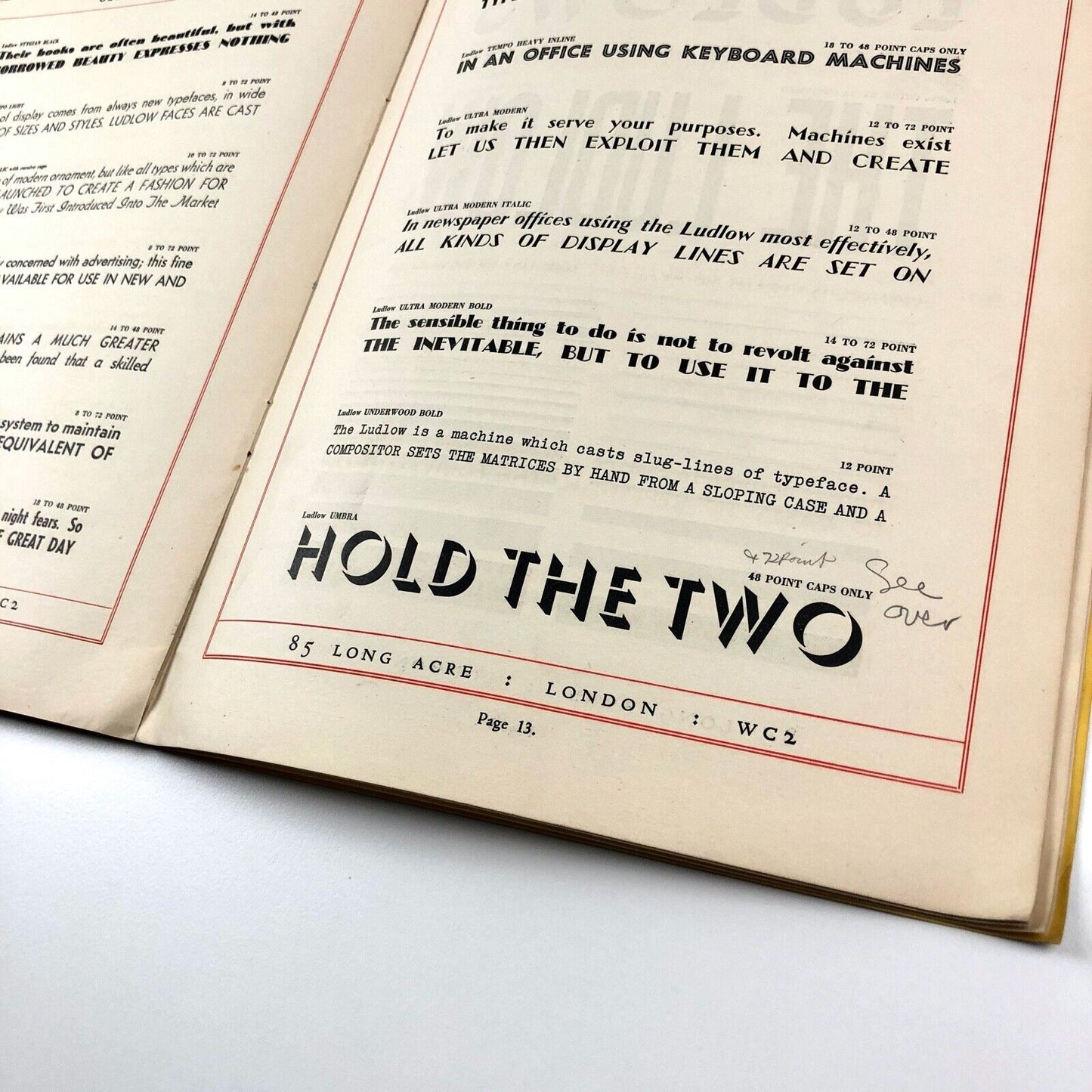 One–Line Specimens of Ludlow Typefaces, Rules, Ruleforme & Borders; | Odhams Press, 1930s?