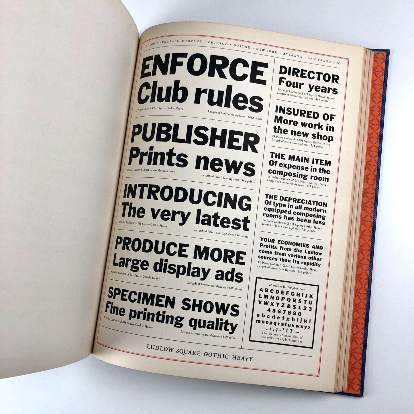 Ludlow Typefaces. A Specimen Book of Matrix Fonts | Published by Martin J. Slattery