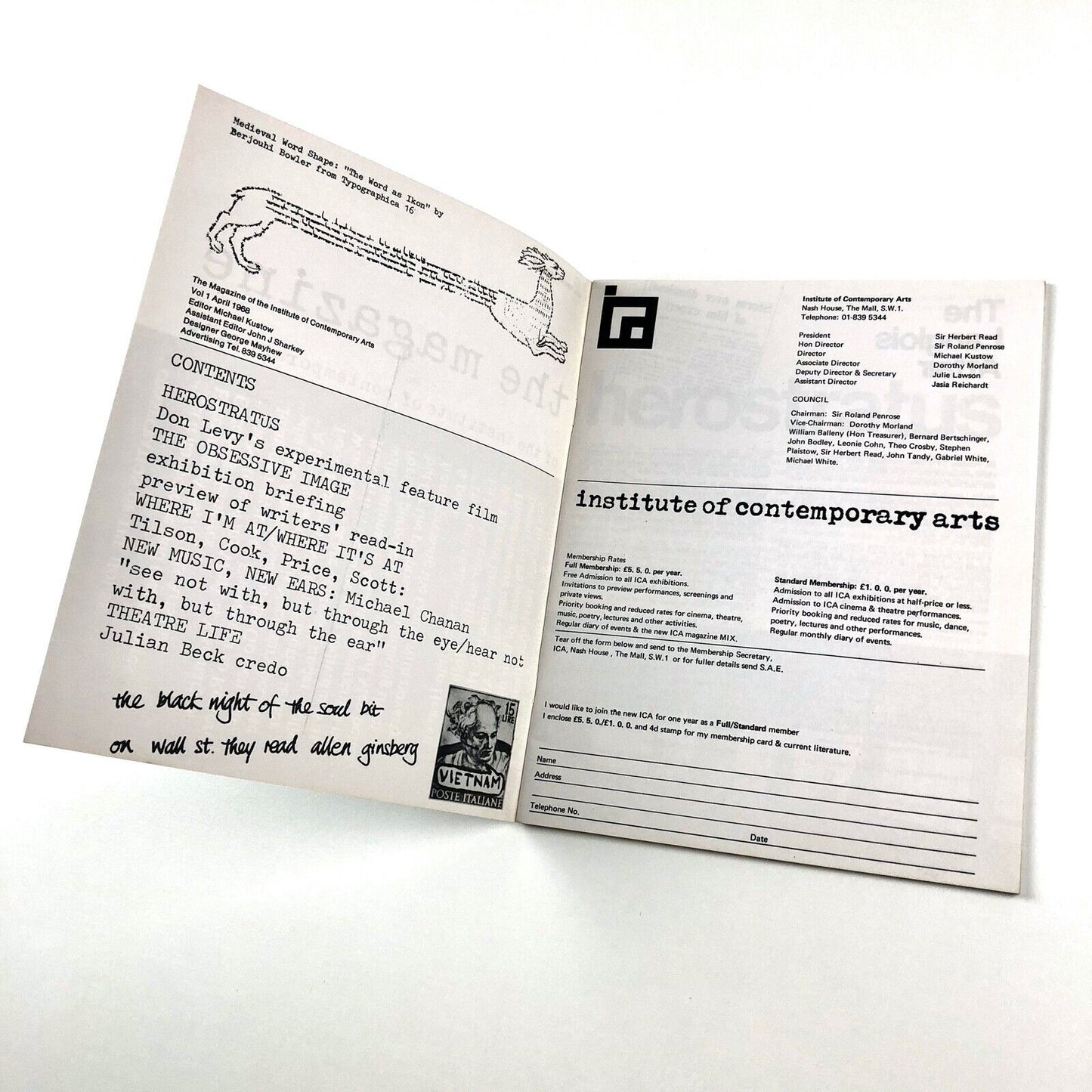 The Magazine of the Institute of Contemporary Arts | April 1968 No.1