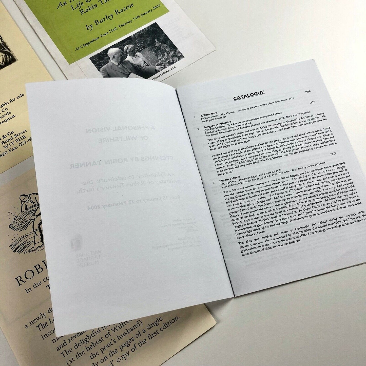 Four items of ephemera relating to the etcher Robin Tanner 2003-2004