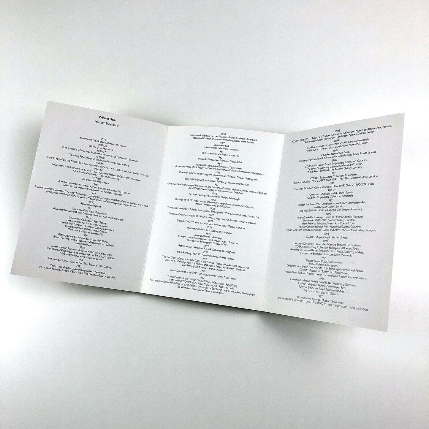 William Gear. A Golden Jubilee Exhibition – folding card | The Redfern Gallery 1997