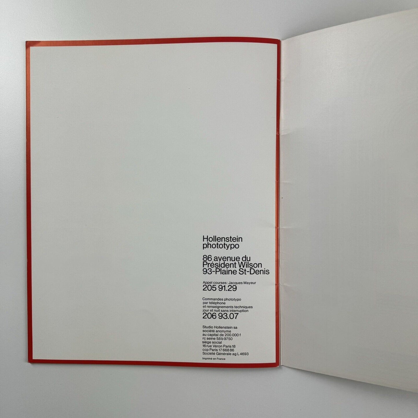 Albert Hollenstein / Studio Hollenstein, Hollenstein Phototypo, Paris | Type specimen 1971