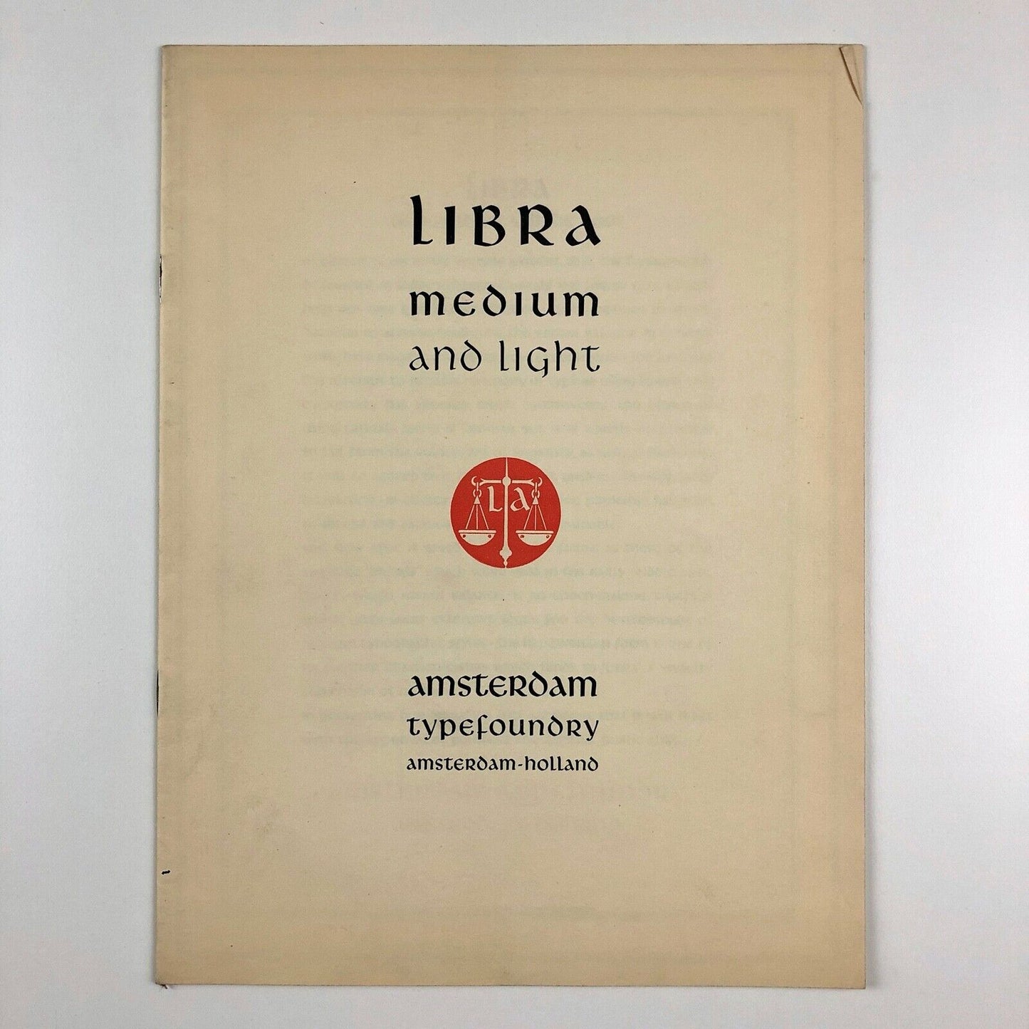 Libra Medium and Light | Amsterdam Type Foundry type specimen | S.H. de Roos | Undated, presumed c.1938