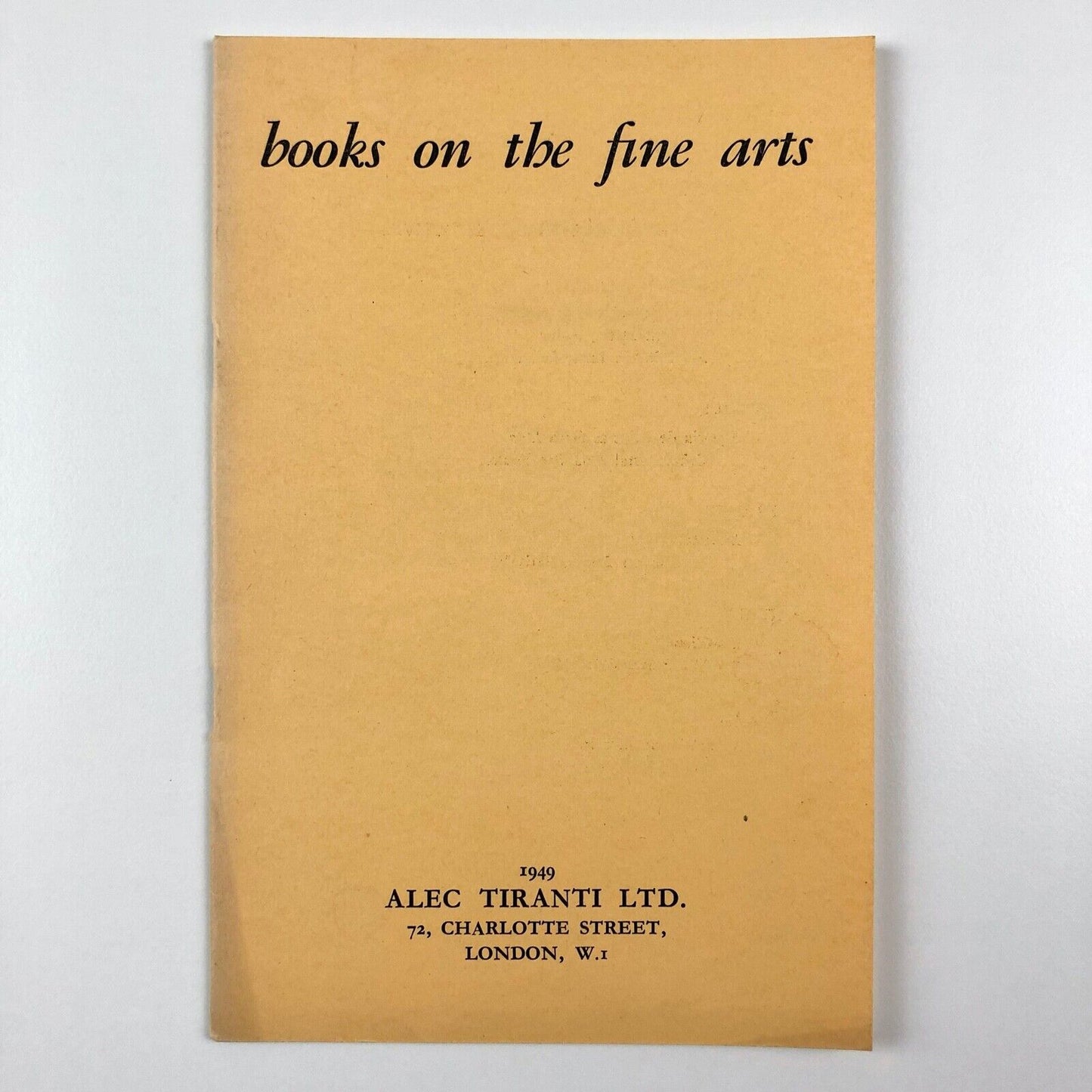 Books on the fine arts | AlecTiranti, London booklet 1949