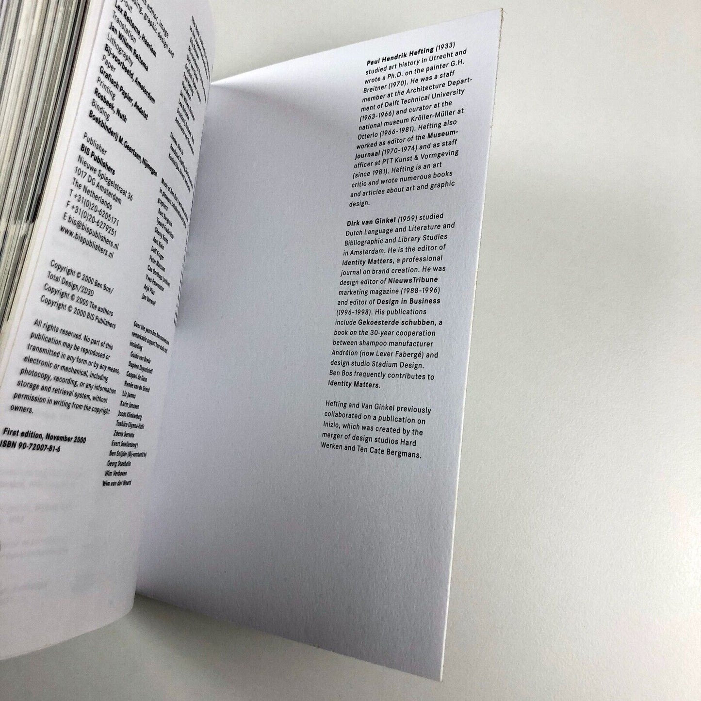 Design of a Lifetime. Ben Bos by Dirk van Ginkel & Paul Hefting | BIS Publishers, Amsterdam, Total Design, 2000