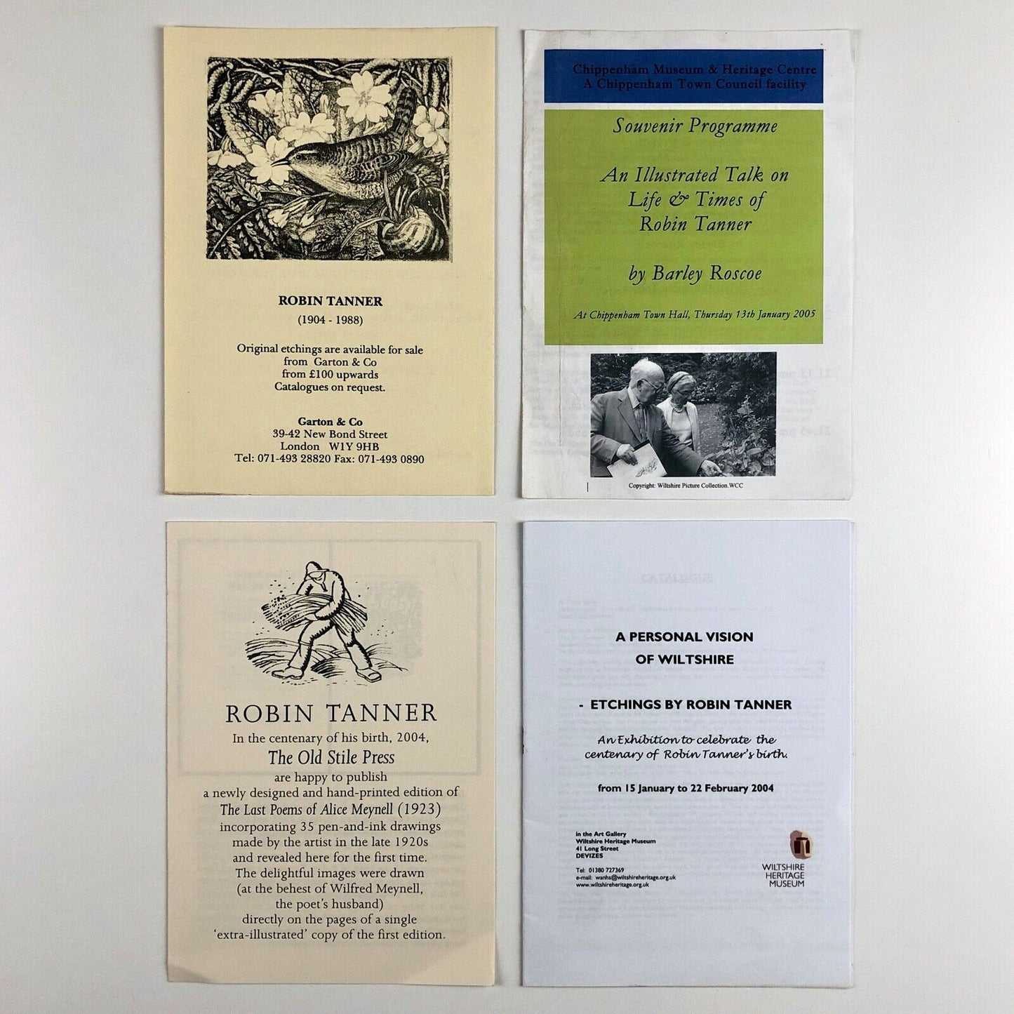 Four items of ephemera relating to the etcher Robin Tanner 2003-2004