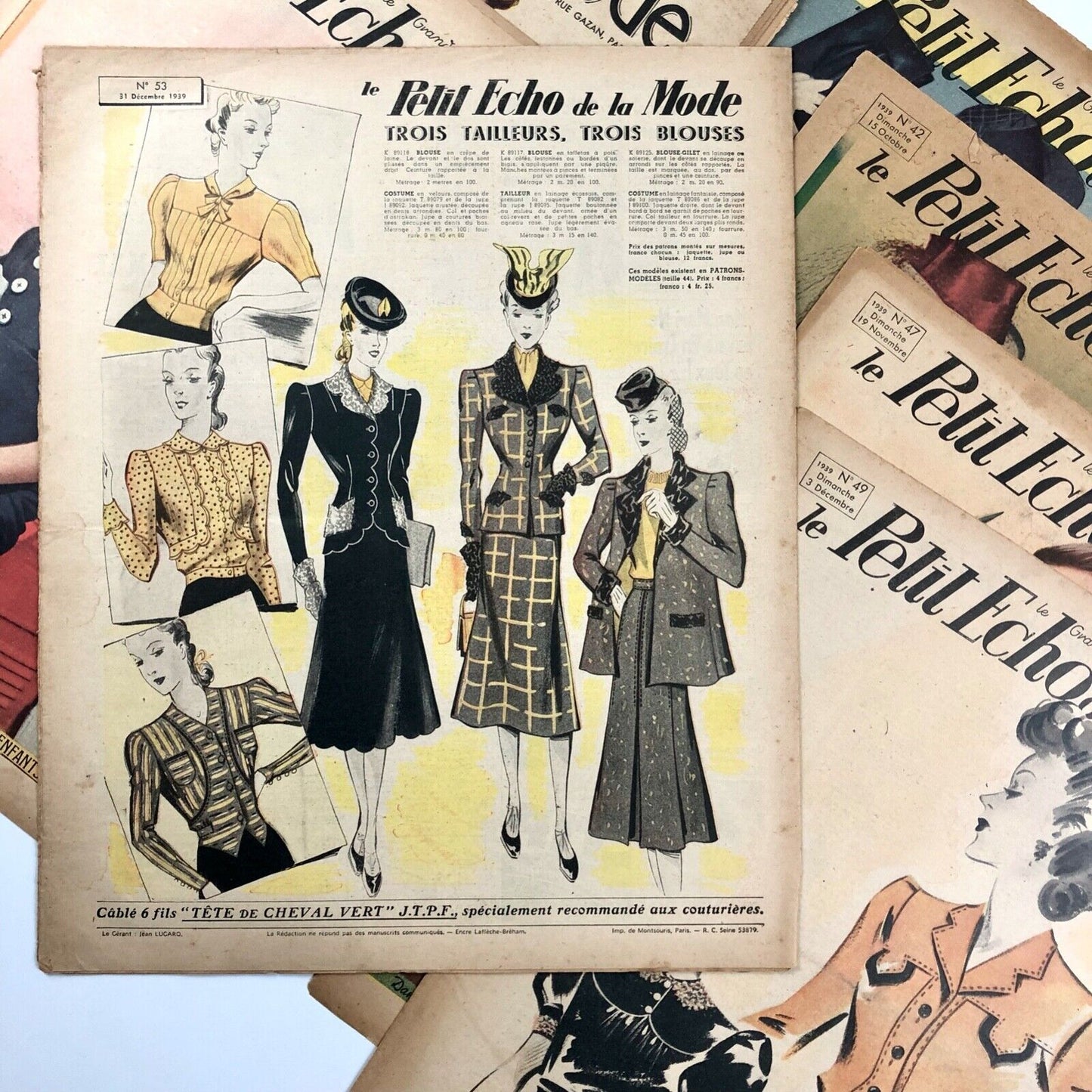 Le Petit Echo de la Mode French fashion journal x 10 issues: 2 x 1938 & 8 x 1939