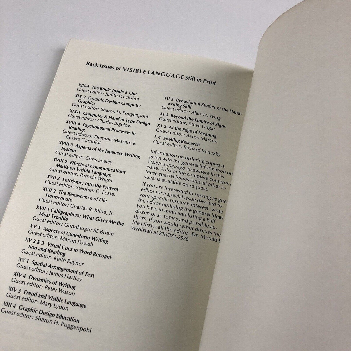 Visible Language journal XX I | Winter 1986 | Special issue – Pattern Poetry