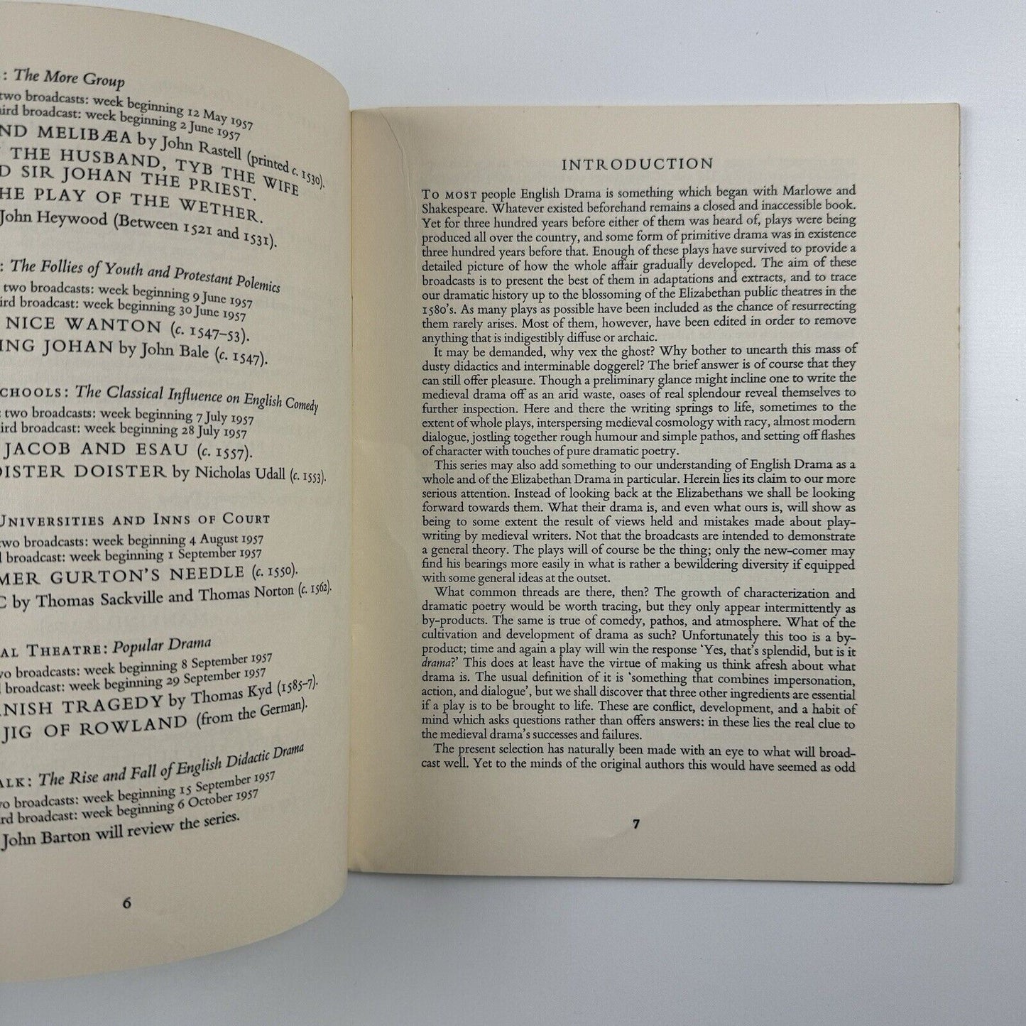 The First Stage: A Chronicle of the Development of English Drama From Its Beginnings to the 1580s, by John Barton | BBC 1956/7