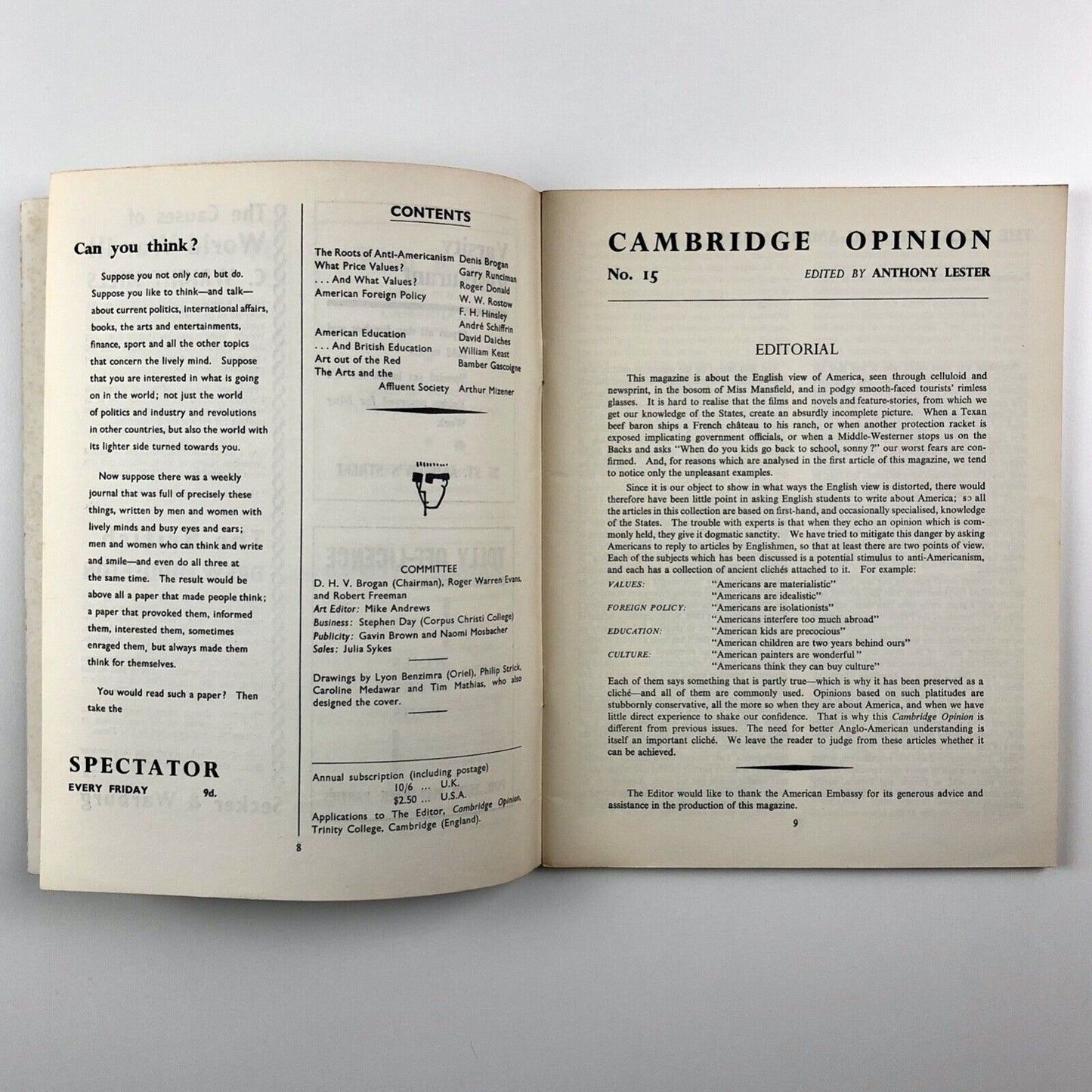 Cambridge Opinion magazine. America | No. 15, June 1959 | edited by Anthony Lester | Cambridge University