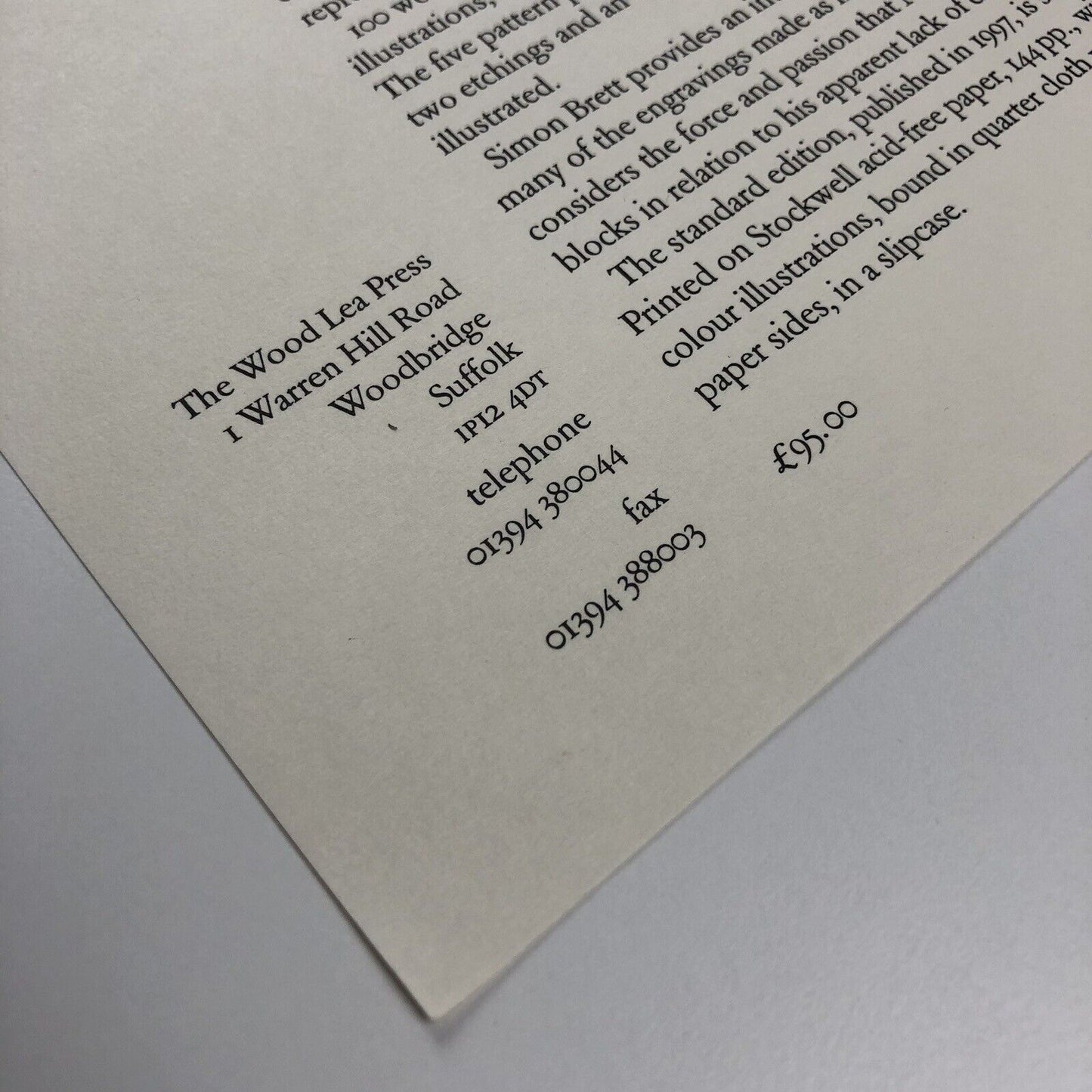Leaflet for The Wood-Engravings of Paul Nash | The Wood Lea Press c.1997