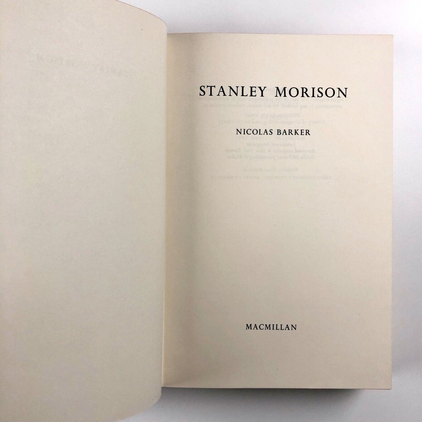 Stanley Morison by Nicolas Barker | Macmillan, 1972