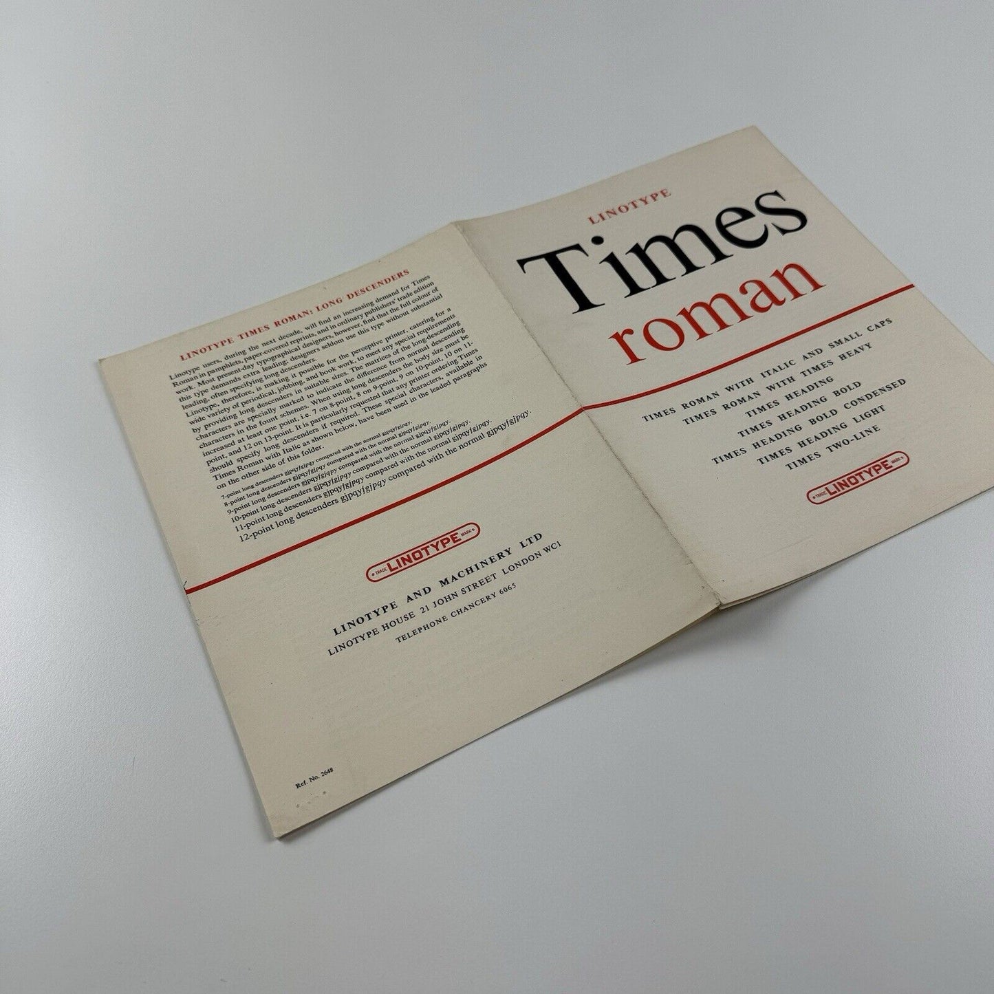 Linotype Times Roman – type specimen fold out poster | Undated