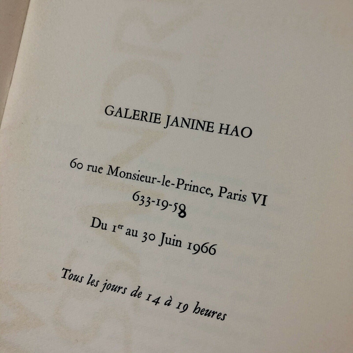 A.M. Cassandre peintre d'affiches Galerie Janine Hao June 1966