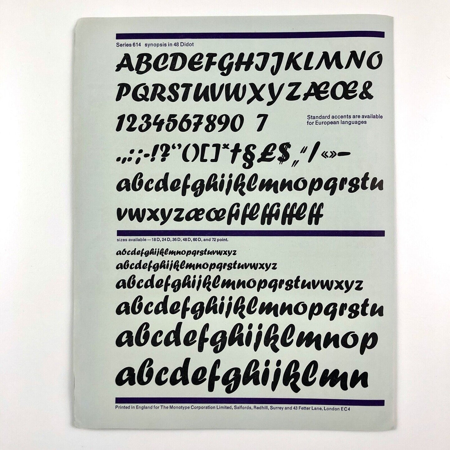 Forte: a new Monotype Script Face Designed by Carl Reissberger | Type specimen
