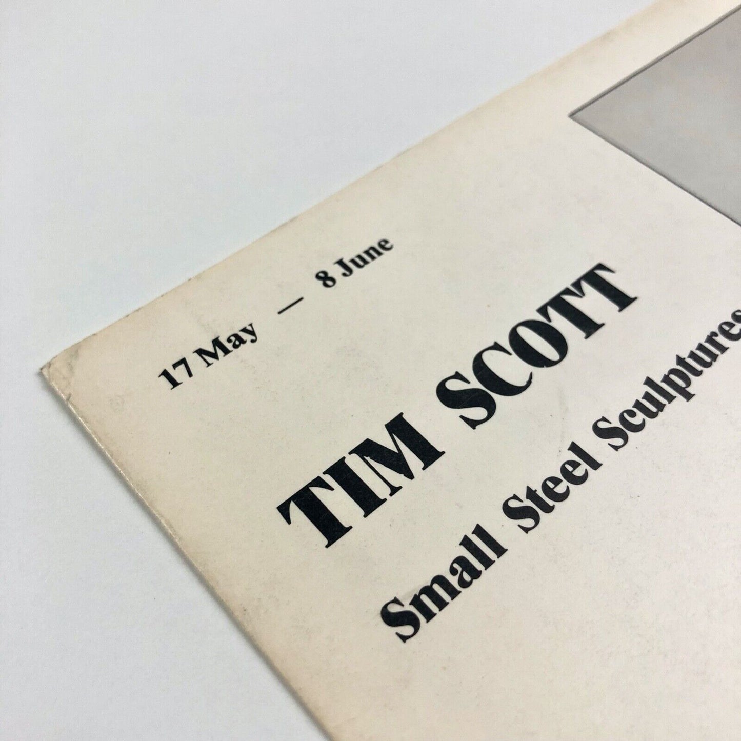 Private view invite for Tim Scott Small Steel Sculptures | Kettle's Yard, Cambridge, 1980