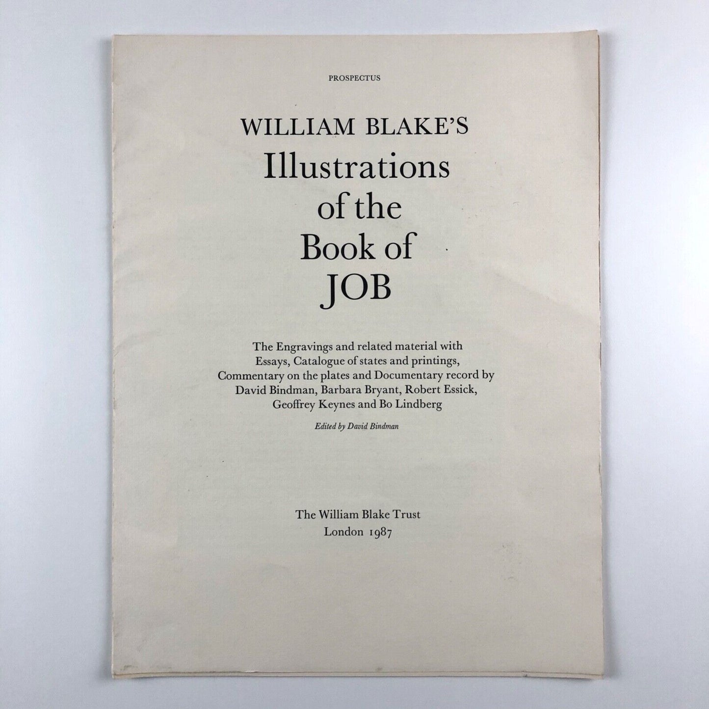 Prospectus for William Blake – Illustrations of the Book of Job | William Blake Trust, 1987