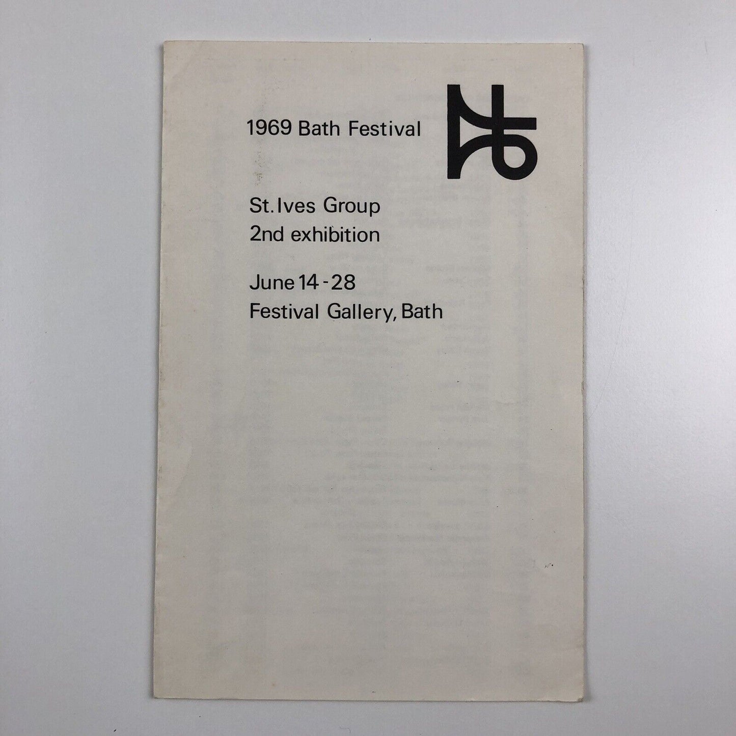 Leaflet 1969 Bath Festival | St Ives Group 2nd exhibition | Barbara Hepworth, Peter Lanyon, Wilhelmina Barnes-Graham, Breon O'Casey, Denis Mitchell, John Wells, et al