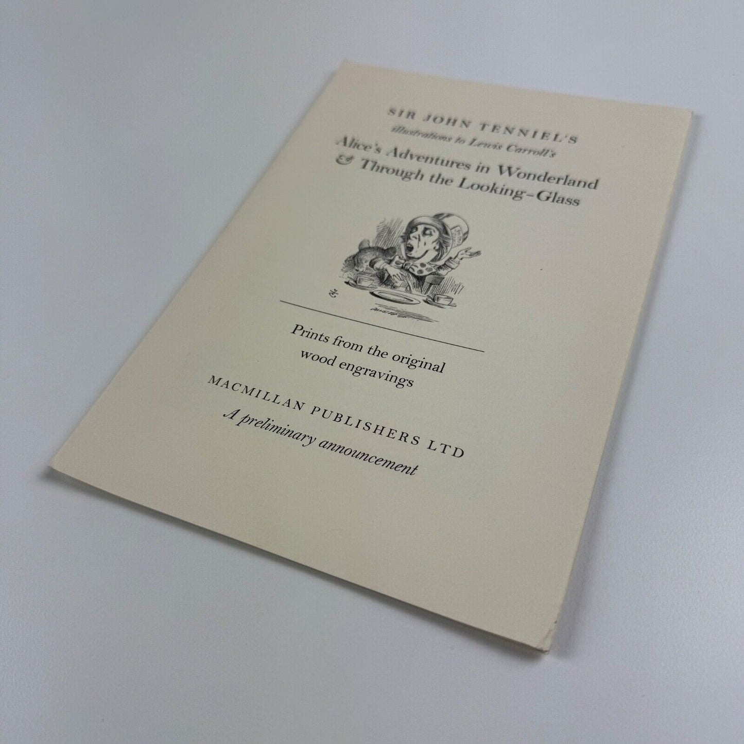 A preliminary announcement/order form for Sir John Tenniel’s illustrations to Lewis Carroll’s Alice’s Adventures in Wonderland & Through the Looking-Glass | Macmillan, 1986