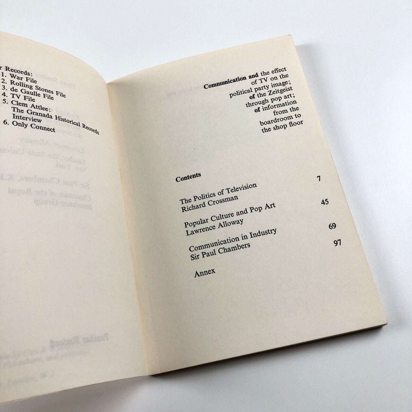 Three Studies in Modern Communication | Panther Record 7, 1969 | Lawrence Alloway, Richard Crossman, Sir Paul Chambers