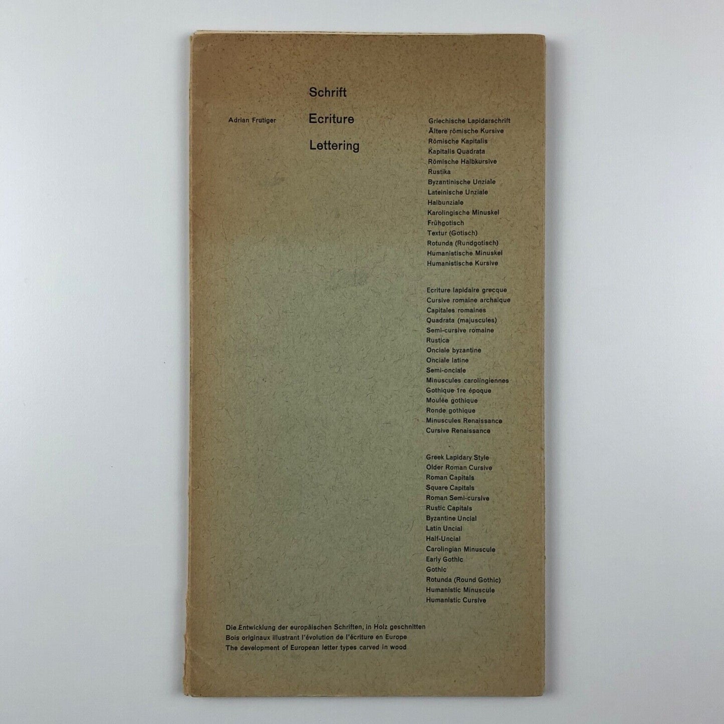 Schrift Ecriture Lettering by Adrian Frutiger | 1951 text by Alfred Willman