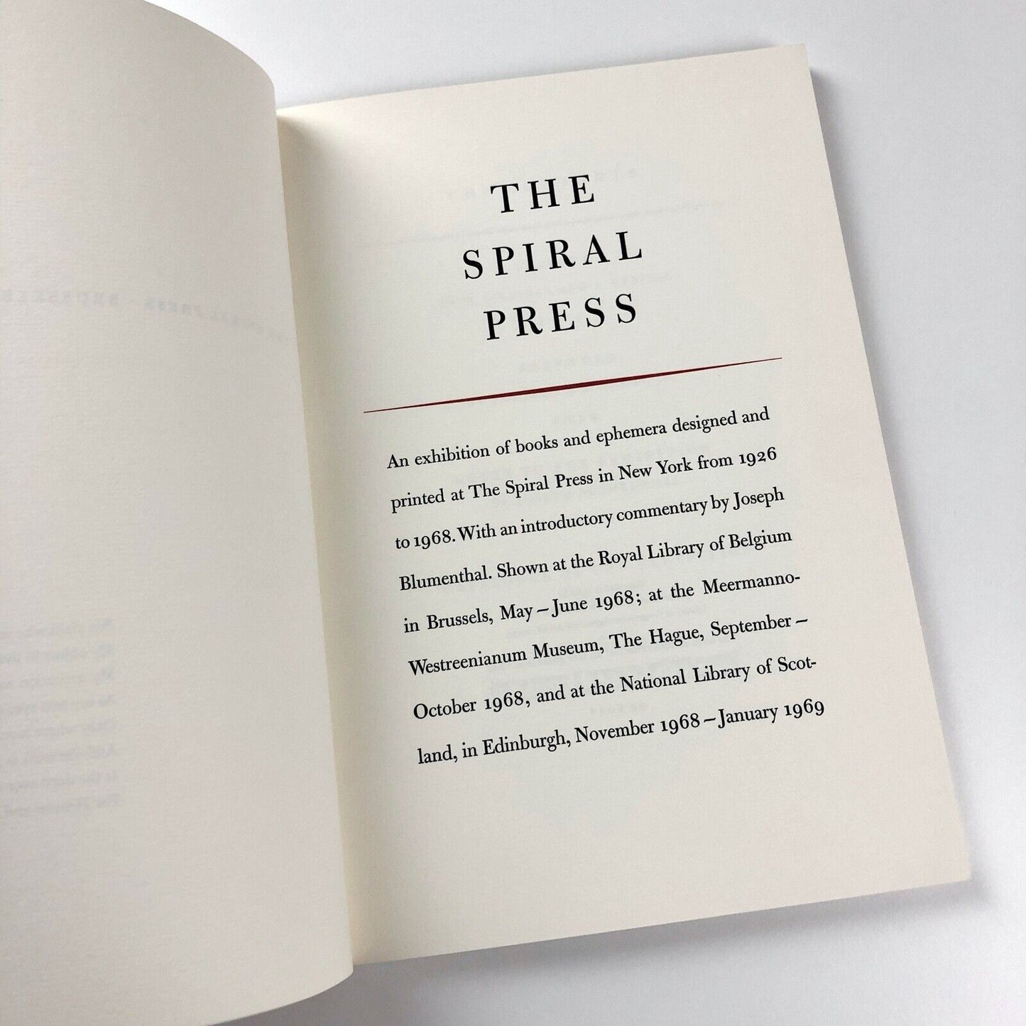 The Spiral Press exhibition catalogue | Joseph Blumenthal, New York, 1968