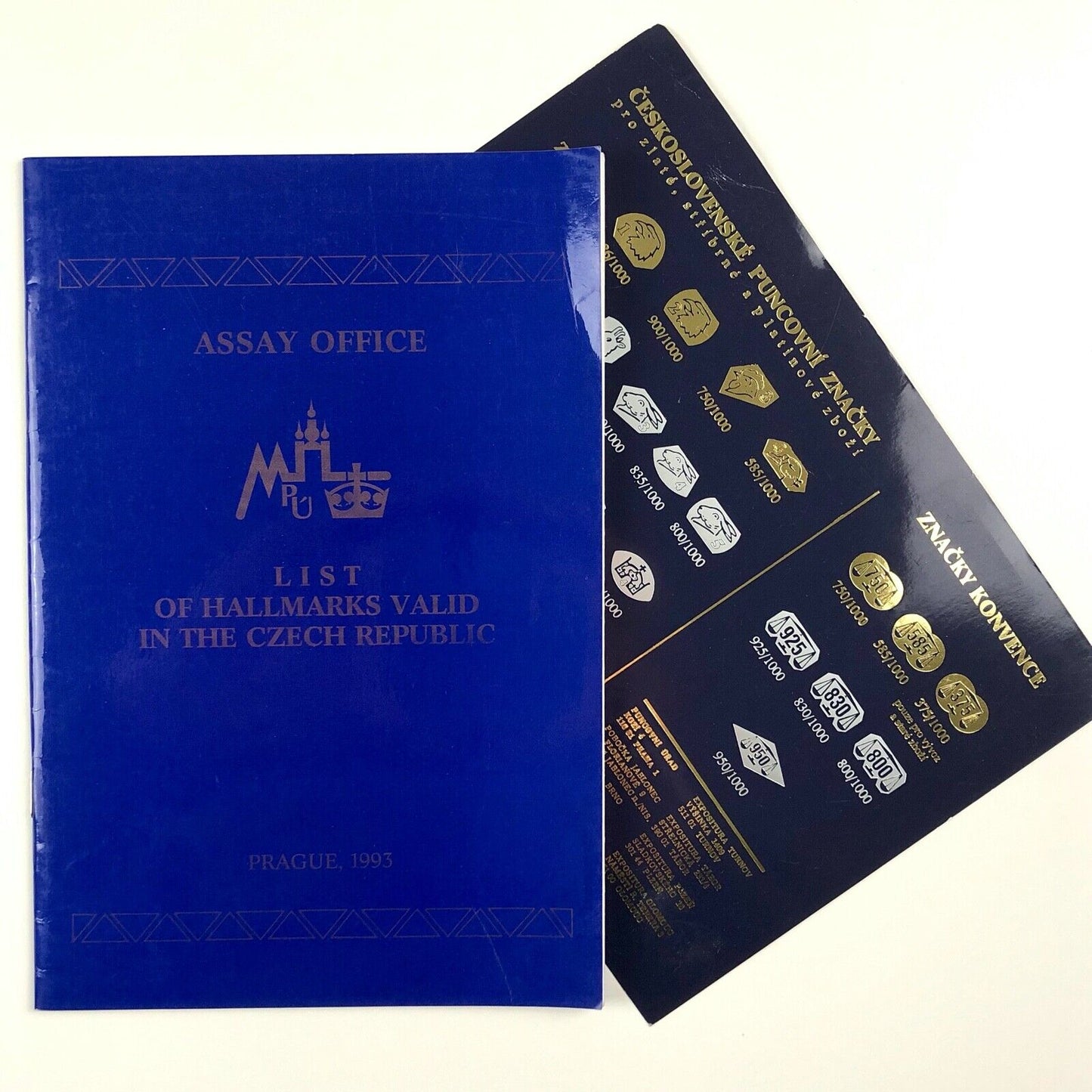 Assay Office List of Hallmarks Valid in the Czech Republic | Prague, 1993