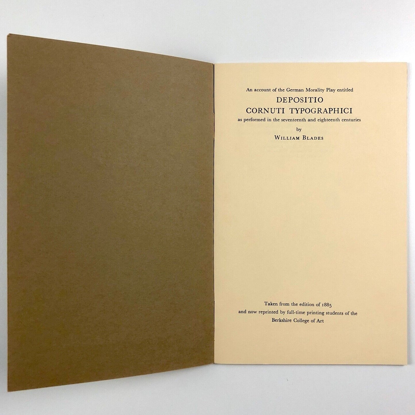Depositio Cornuti Typographici | Berkshire College of Art Information Sheet 66, 1965