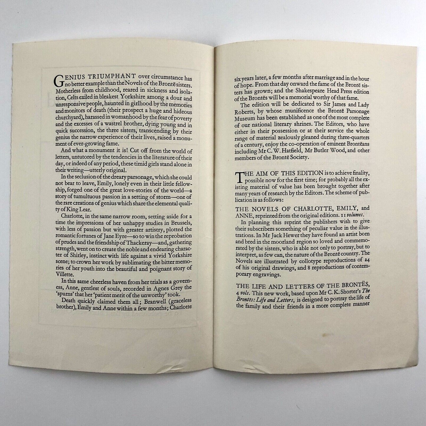 Promotional leaflet/prospectus for The Shakespeare Head – Brontë | Basil Blackwell, c.1931