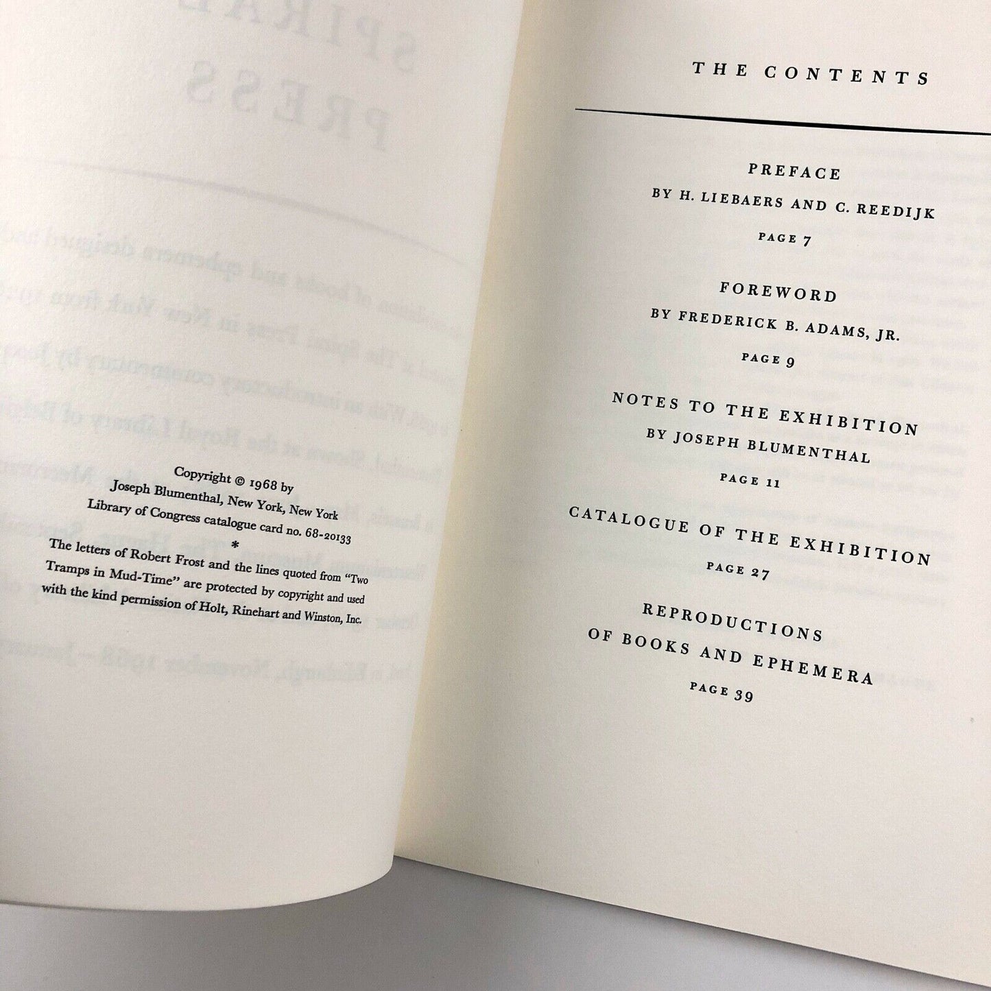 The Spiral Press exhibition catalogue | Joseph Blumenthal, New York, 1968