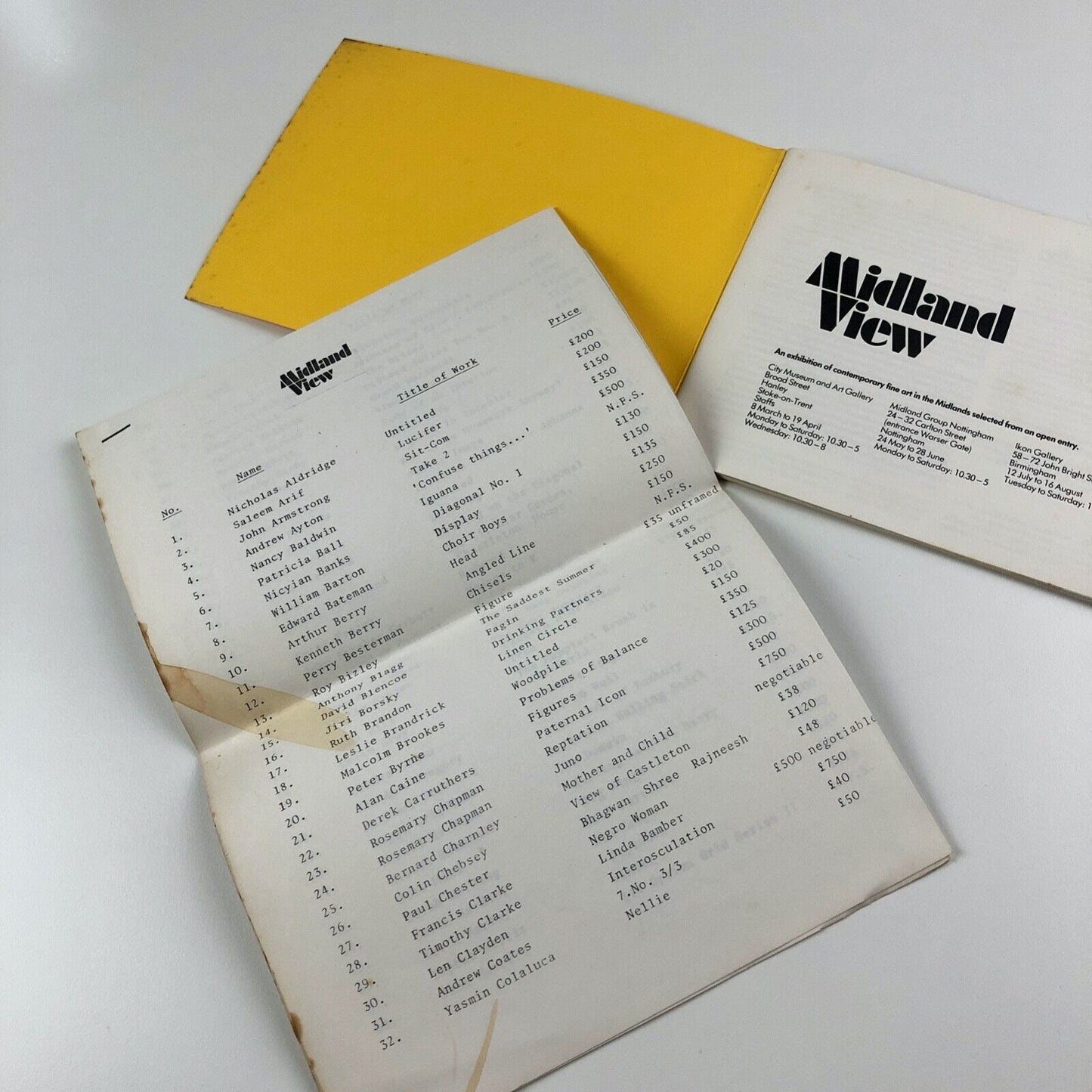 Midland View | An exhibition of contemporary fine art in the Midlands | City Museum and Art Gallery, Stoke-on-Trent, Midland Group Nottingham, Ikon Gallery, Birmingham, 1980 | introduction by Kenneth Armitage
