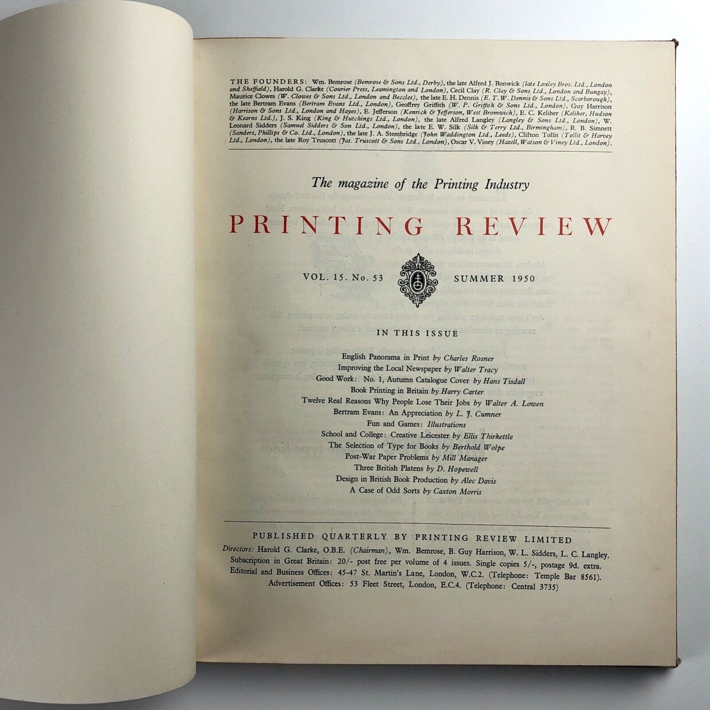 Printing Review Vol 15 nos. 53, 54, Vol 16 nos. 55, 56 | Summer 1950 to Autumn 1951