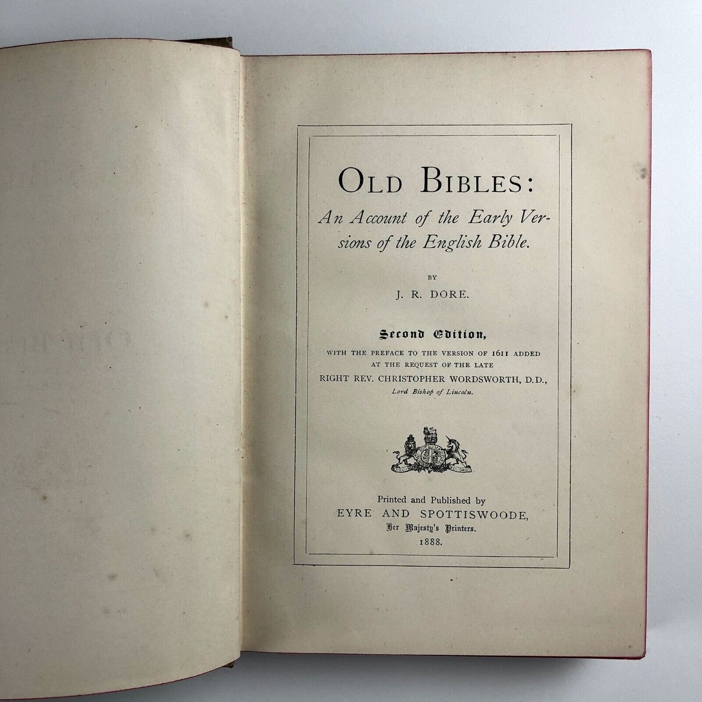 Old Bibles by J. R. Dore | Eyre and Spottiswoode | 2nd edition, 1888